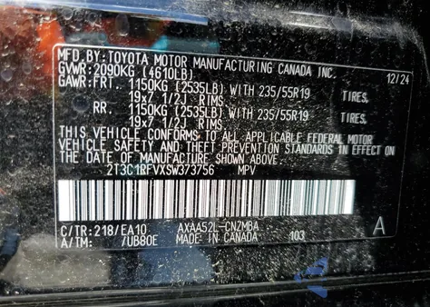 2025 Toyota Rav4 Xle Premium z USA, uszkodzony, nr VIN 2T3C1RFVXSW373756